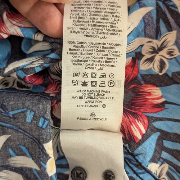 Produkt Floral Button Down Short Sleeve Men's Shirt - Blue- Size M - Picture 6 of 10